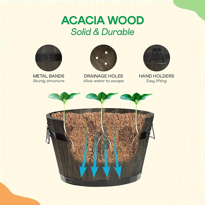 Idzo Set of 3 Wooden Flower Planters - Image 6
