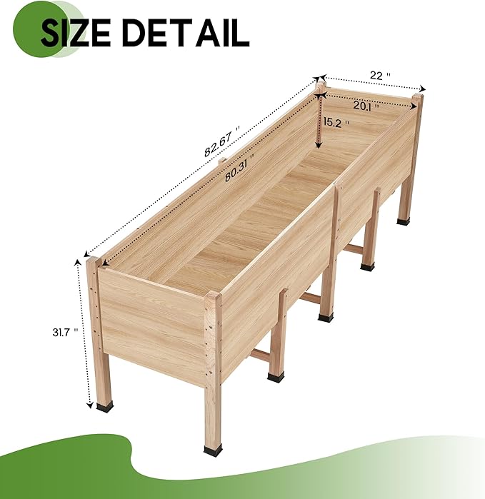 AMERLIFE 7x2 Ft Raised Garden Bed, 16 Inch Depth Featuring Legs, Drainage Holes - Image 6