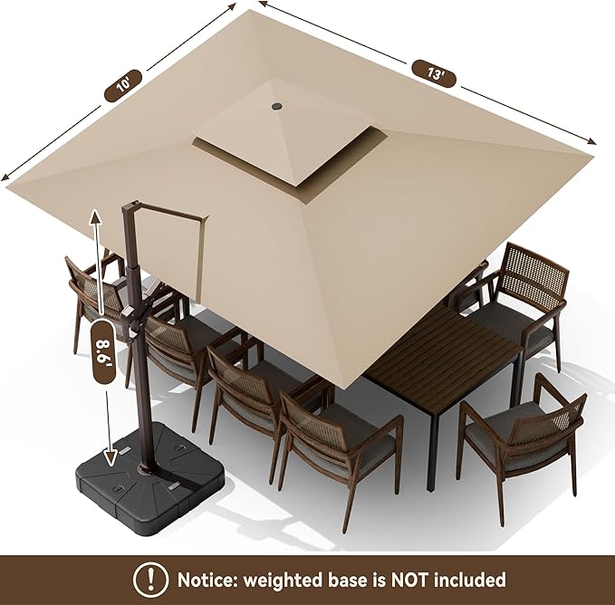 10 X 13 FT Cantilever Outdoor Patio Umbrella - Image 8