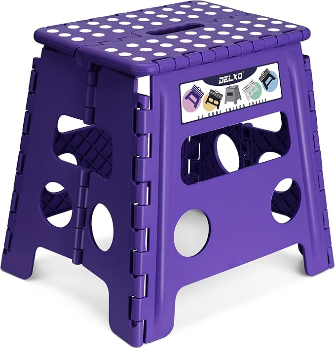 Delxo Folding Step Stool, 13 inch Non-Slip Foldable Stools Up to 300 LBS by Delxo