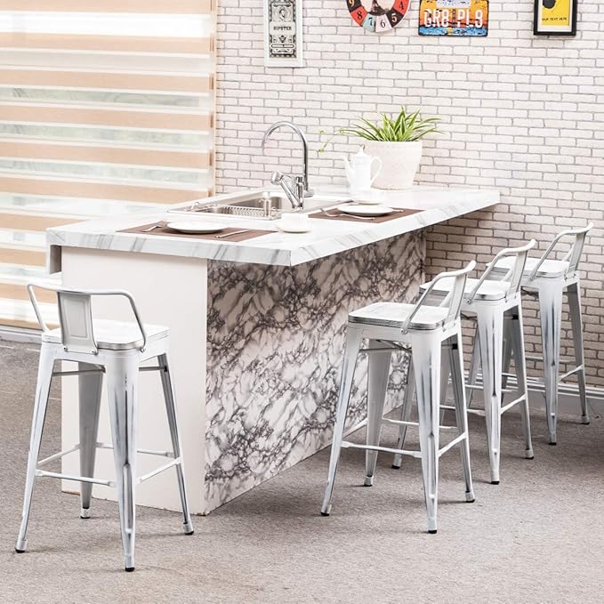 Yongchuang 26" Industrial Metal Barstools Set of 4 Counter Height Bar Stools - Image 7
