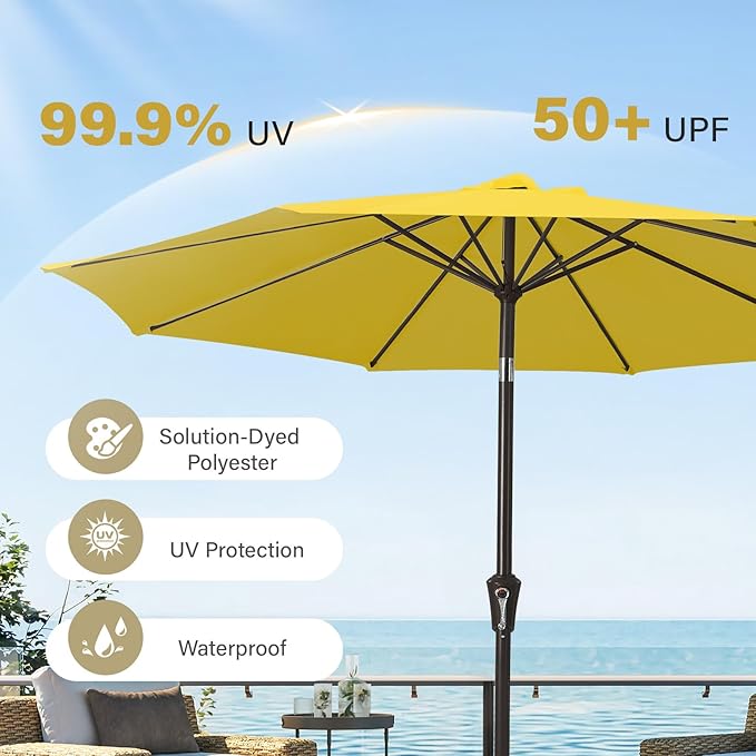 MEWAY 9ft Patio Umbrella Outdoor Table Umbrellas - Image 5
