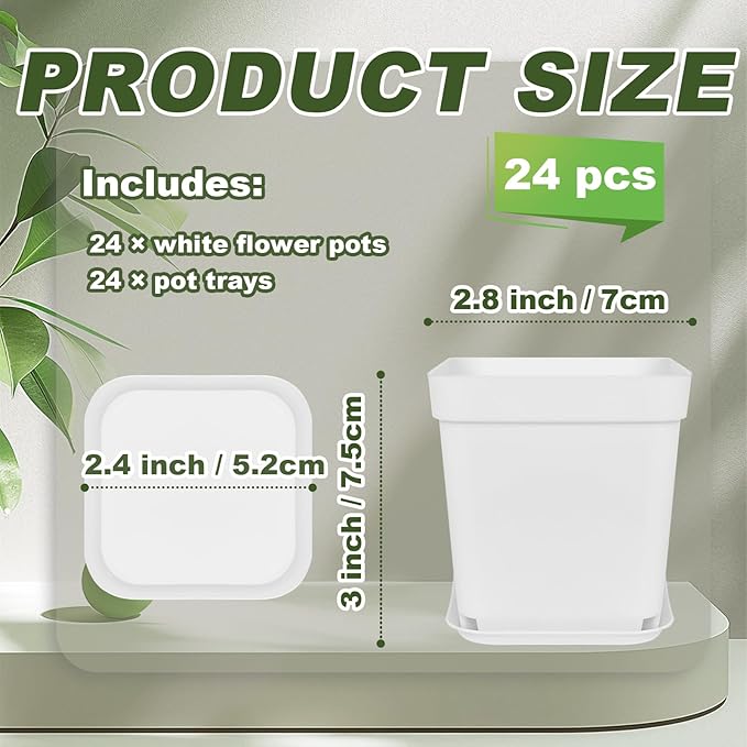 Anyumocz 24Pcs 3" Square Plastic Plant Pots, Seedling Nursery Transplanting - Image 2