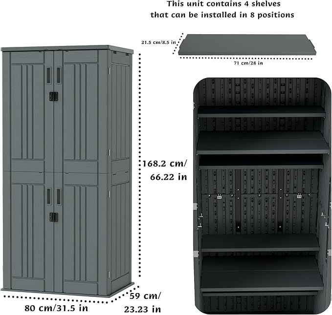EHHLY Heavy Duty Tall Storage Cabinet Outdoor Weatherproof, 28 Cuft Garage - Image 2