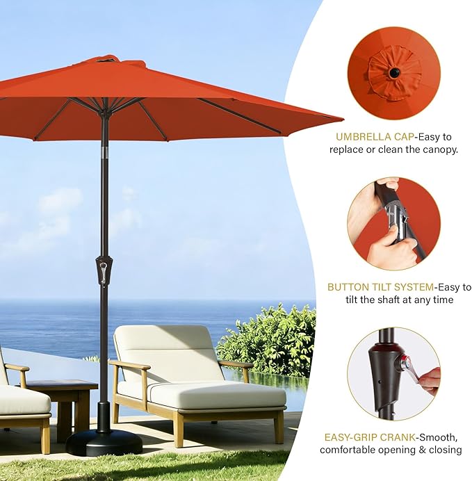 MEWAY 9ft Patio Umbrella Outdoor Table Umbrellas - Image 6