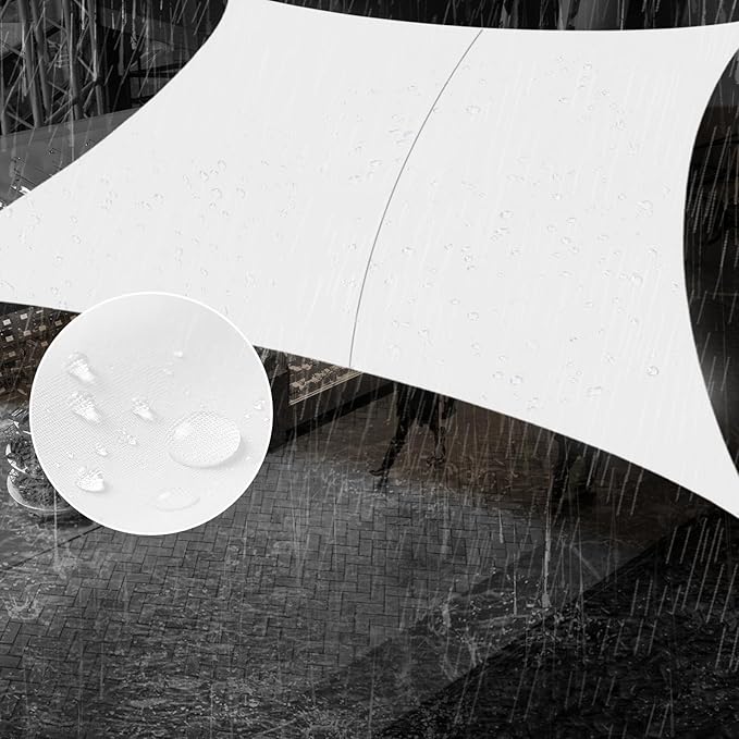 SUNNY GUARD Waterproof Sun Shade Sail 9' x 9' White Rectangle UV Block Sunshade by SUNNYGUARD
