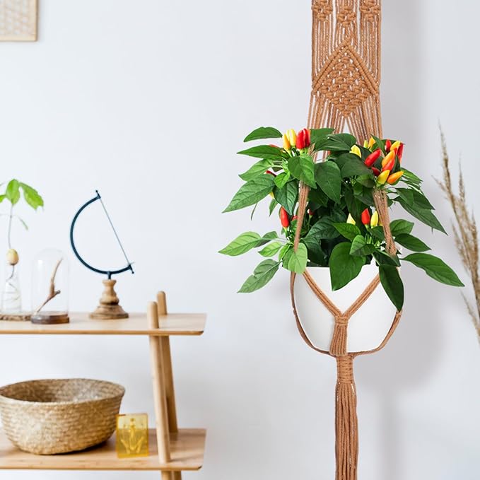 Hoteam 12 Pcs Macrame Plant Hangers Macrame Hanging Planters - Image 6