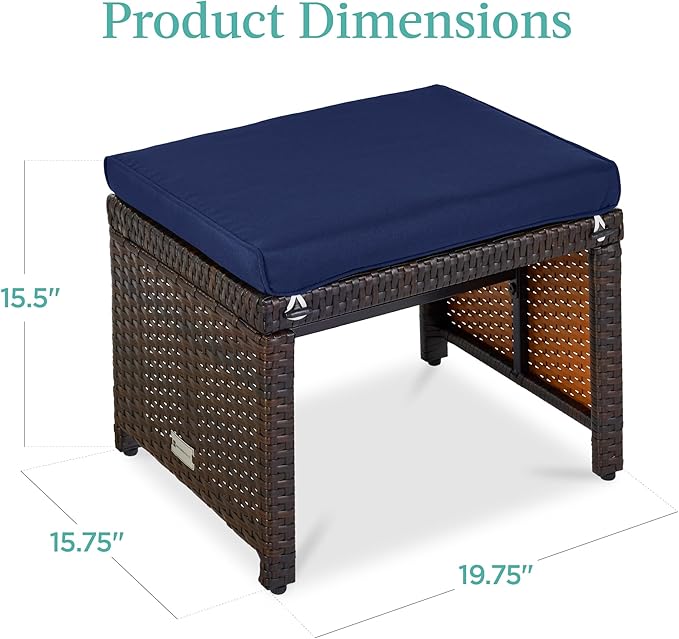 Best Choice Products Set of 2 Wicker Ottomans, Additional Seating, Side Table - Image 7