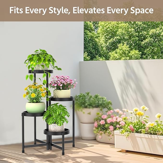 LASZOLA 4 Tiered Folding Plant Stand Indoor - Image 2