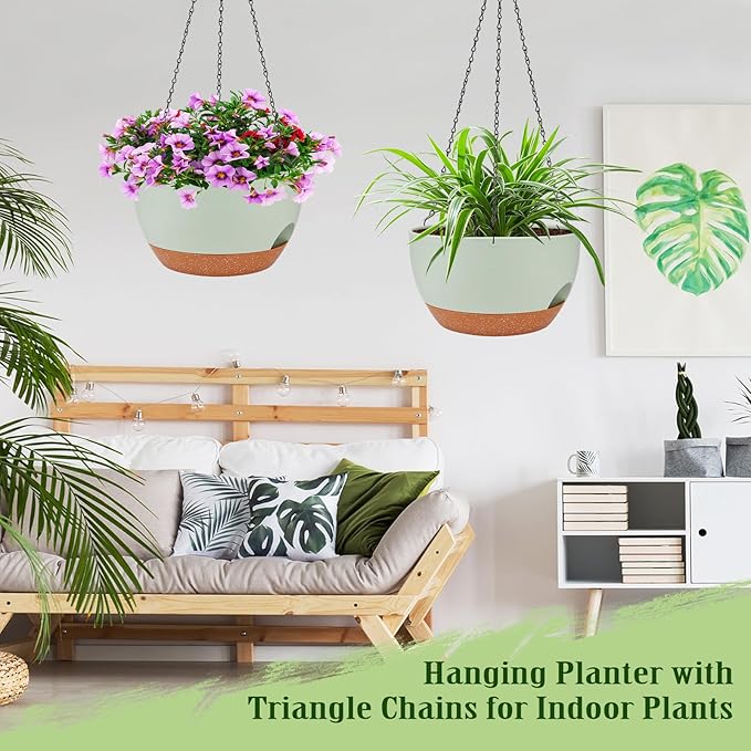 Hanging Planters for Outdoor Indoor Plants, 2 Pack 10 Inch Hanging Basket - Image 6