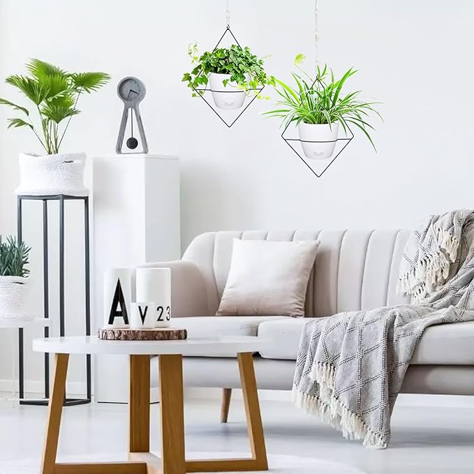 Hanging Planters for Indoor Plants, 2 Set Self Watering Hanging Flower Pots - Image 7