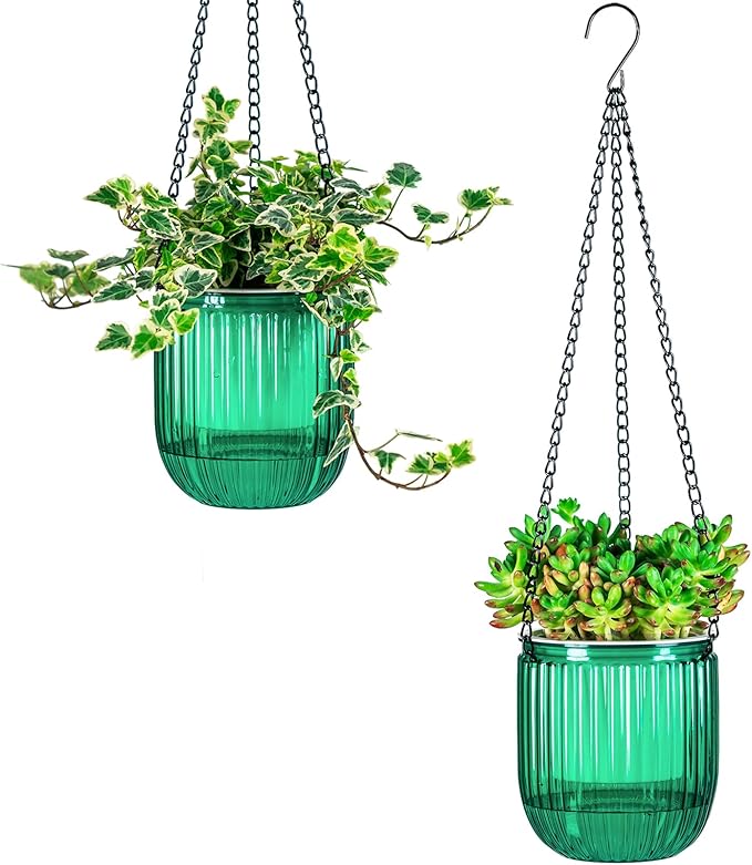 Josteve 4.5 Inch 2 Pcs Self Watering Hanging Planter Indoor Plant Pots Drainage by Josteve