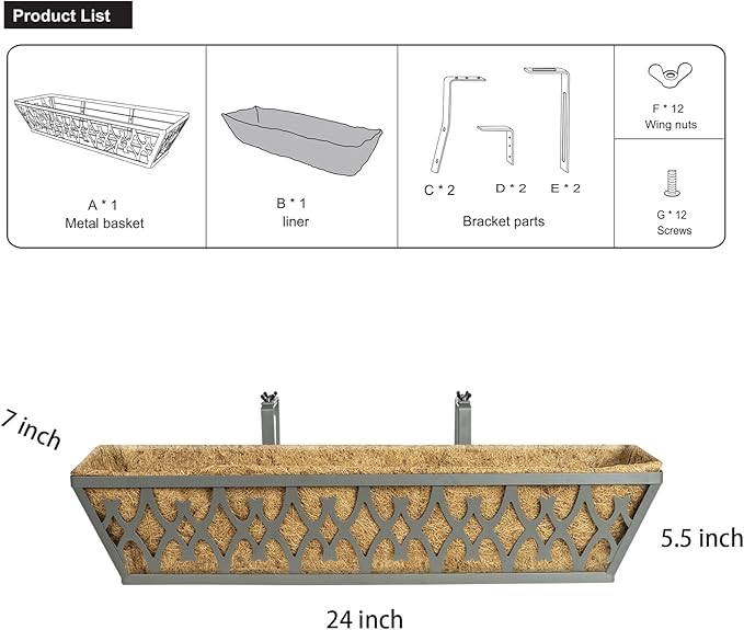 4 Pack 24 Inch Window Boxes Planters Railing Planter Box - Image 7