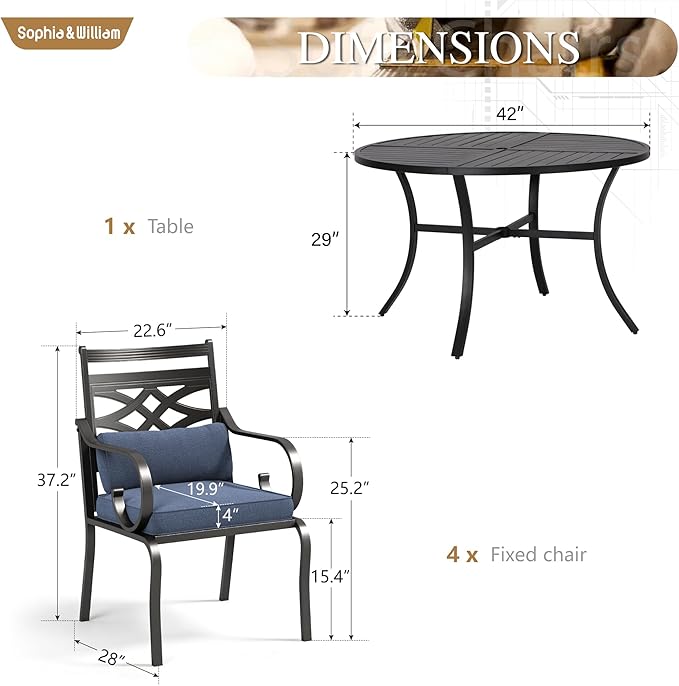 Sophia and William Outdoor Patio Dining Set - Image 6