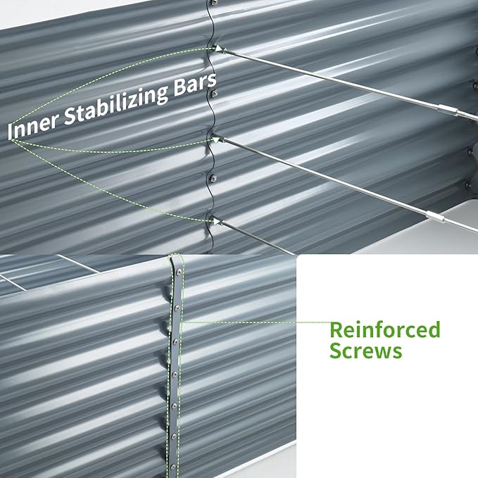 Land Guard 8×4×2ft Galvanized Raised Garden Bed, Planter Boxes Outdoor - Image 4