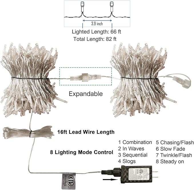 LJLNION 300 LED String Lights Outdoor Indoor, Extra Long 98.5FT Super Bright - Image 7