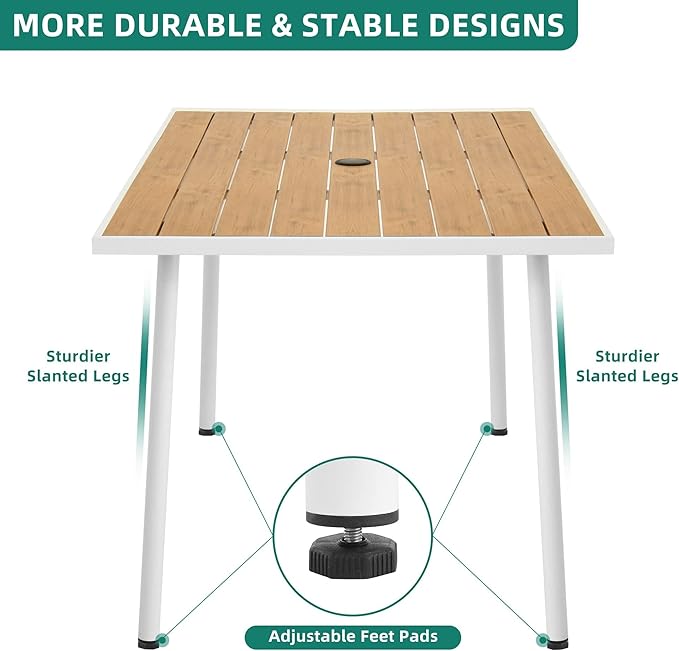 DWVO Patio Table Rectangle 59"x34.2", Patio Dining Table - Image 5