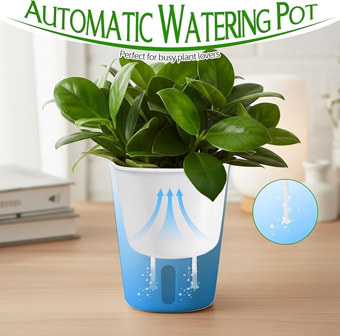 10 Sets 4" Self Watering Pots for Indoor Plants, Plastic Self Watering Planter - Image 4
