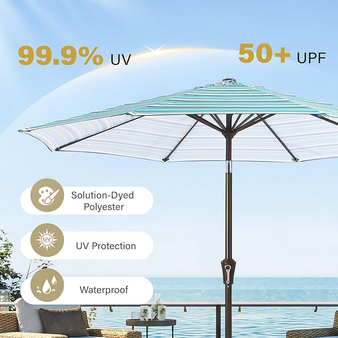 MEWAY 9ft Patio Umbrella Outdoor Table Umbrellas - Image 5
