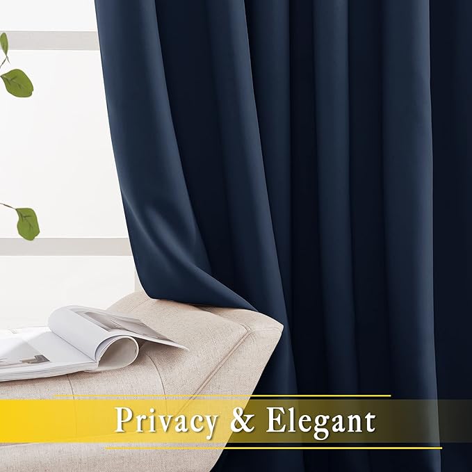 NICETOWN Blackout Navy Blue Bedroom Curtain 118 inches Long, Grommet Thermal - Image 6