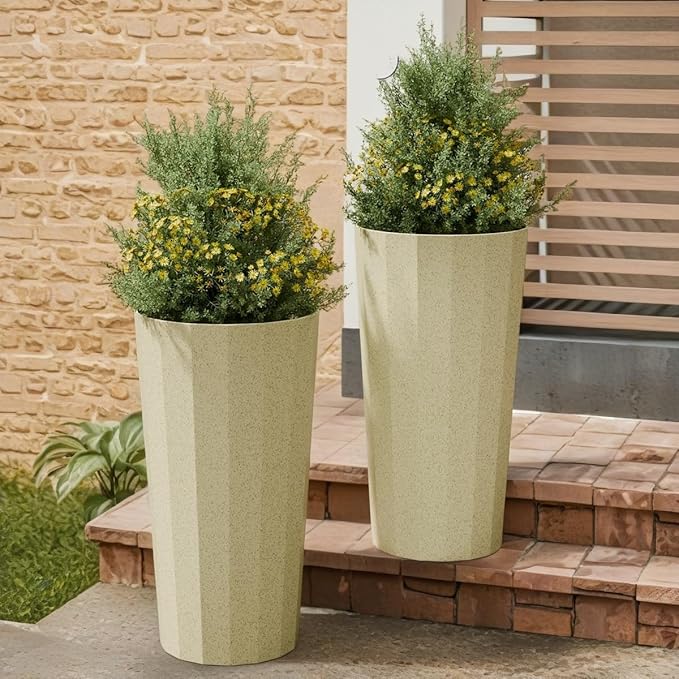 23.6" H Tall Planters for Outdoor Plants, 2 Pack Large Outdoor Planters for by Outdoorchairs