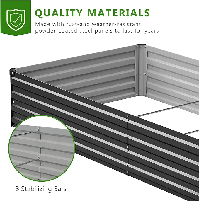 2PCS 9x3x1ft Galvanized Raised Garden Bed Kit, Metal Planter Box - Image 4