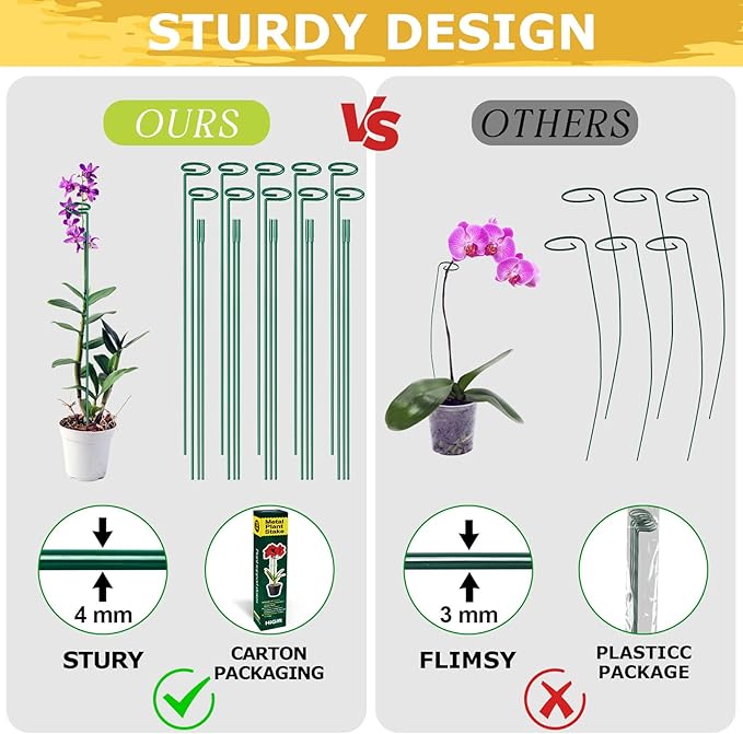 10 Pack Height Adjustable Plant Support Stakes, Metal Plant Stakes - Image 3