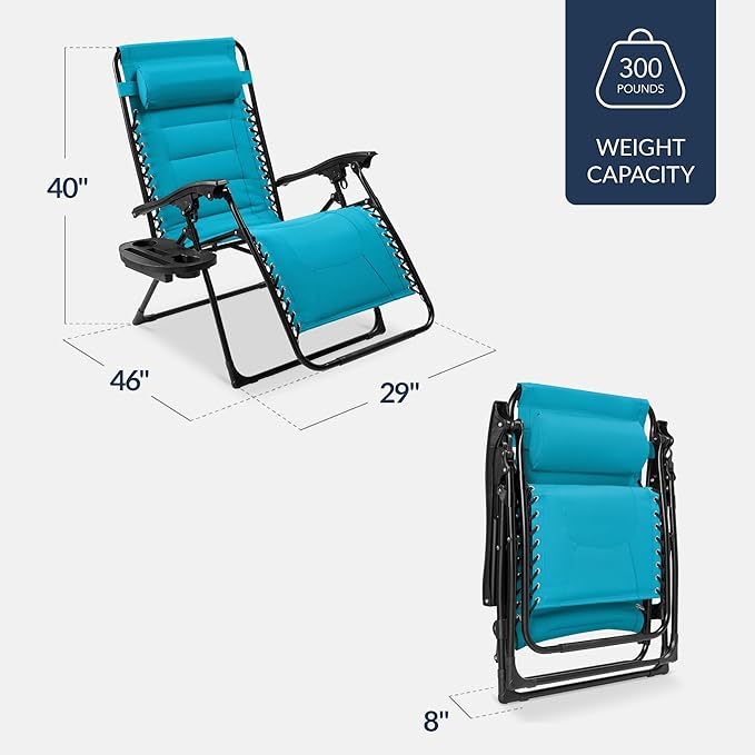 Best Choice Products Oversized Padded Zero Gravity Chair, Folding Outdoor Patio - Image 2