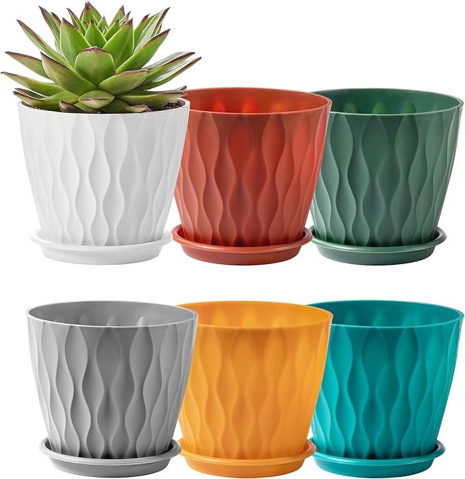 FaithLand 6-Pack 6-Inch Plastic Plant Pots by FaithLand