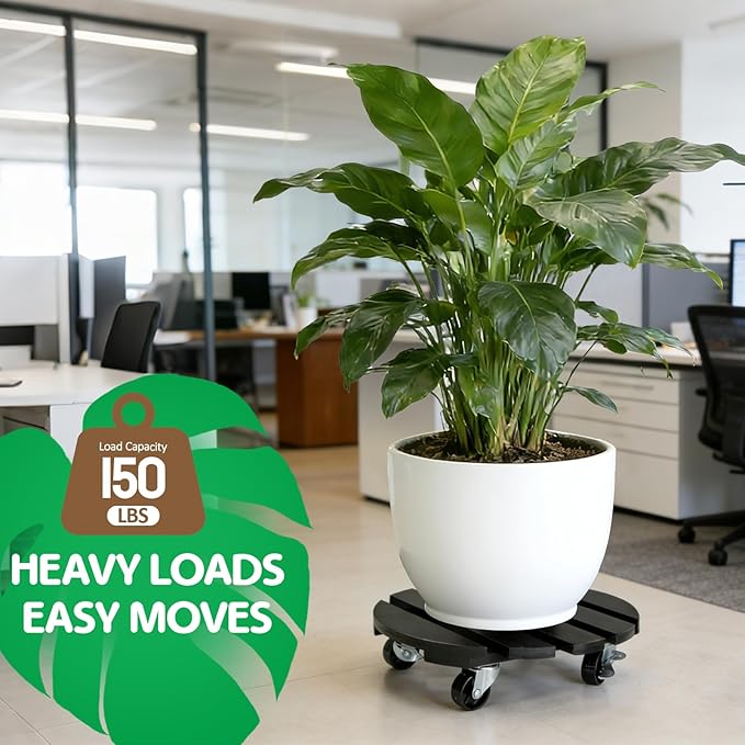 2 Pack Plant Stand with Wheels, Plant Caddies with 360° Lockable Smooth Sliding - Image 5