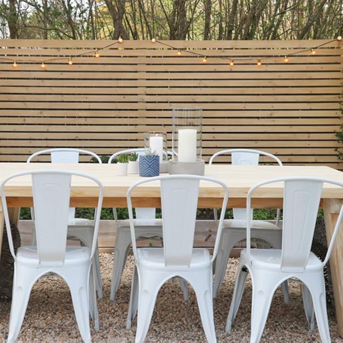 FDW | Set of 4 Metal Dining Chairs | Cream | Stackable Tolix Side Chairs - Image 6