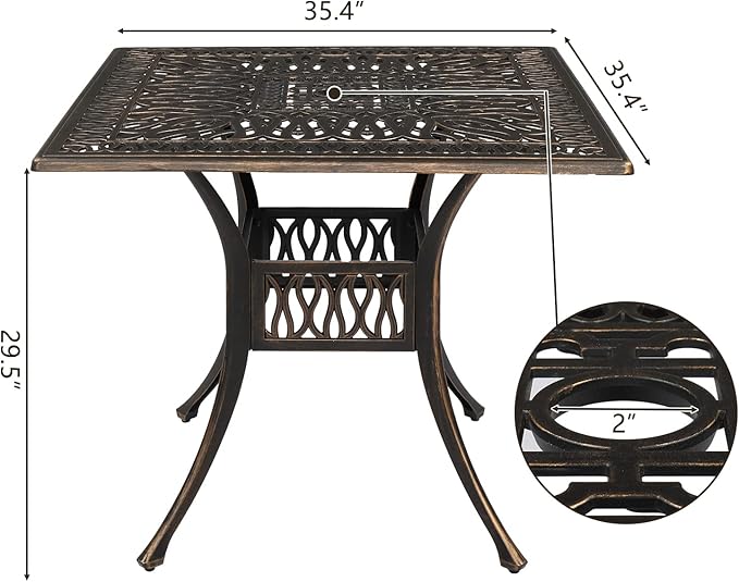VINGLI 5-Piece Outdoor Patio Dining Set, Cast Aluminum All-Weather Outdoor - Image 8