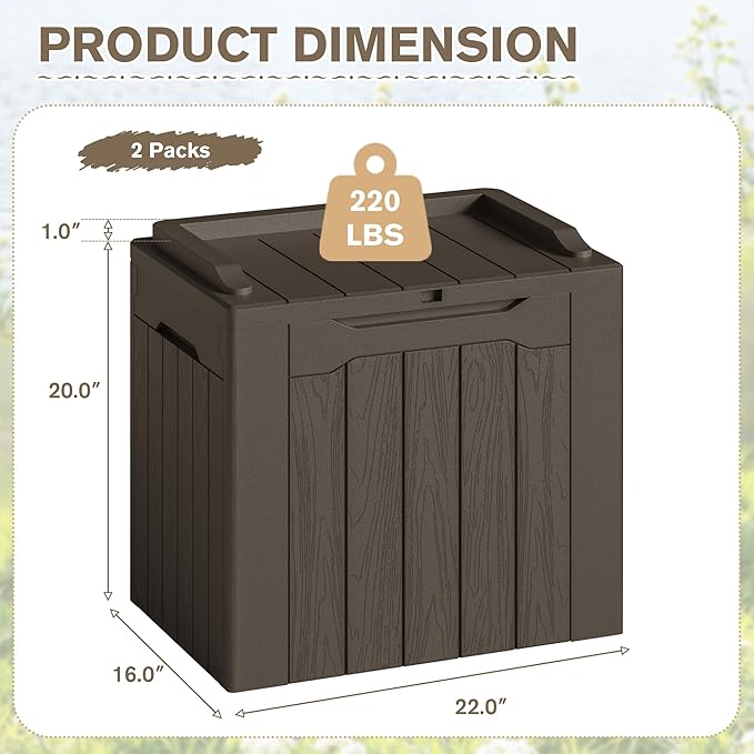 JUMMICO 31 Gallon Resin Deck Box Waterproof Indoor Outdoor Storage Boxes - Image 6