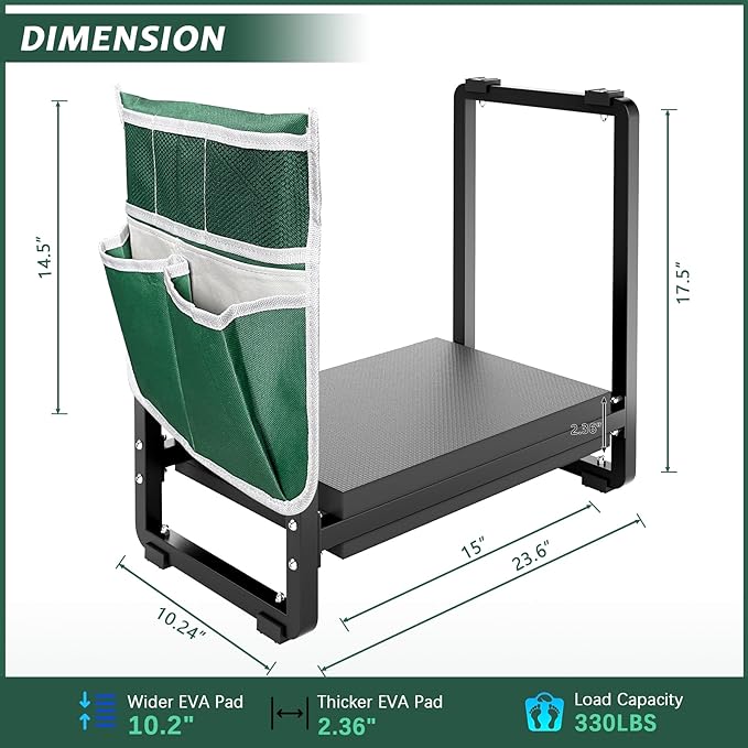 FLINTER 10.2" Wider Garden Kneeler and Seat, Heavy Duty Thick Gardening Bench - Image 2