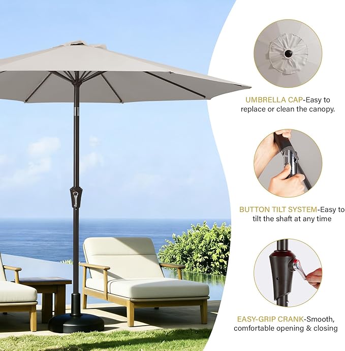 MEWAY 9ft Patio Umbrella Outdoor Table Umbrellas - Image 6