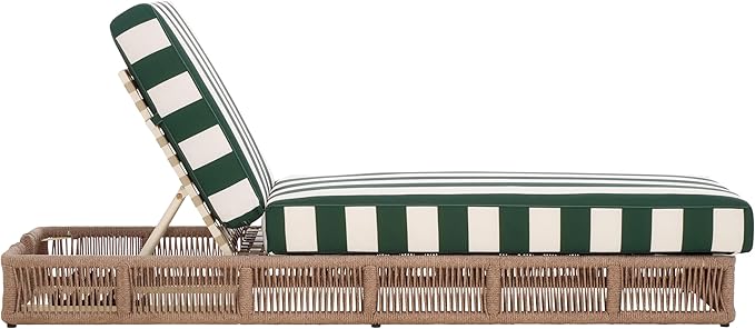 SAFAVIEH Outdoor Collection Gillian Heather Tan & Hunter Green Stripe Chaise - Image 6