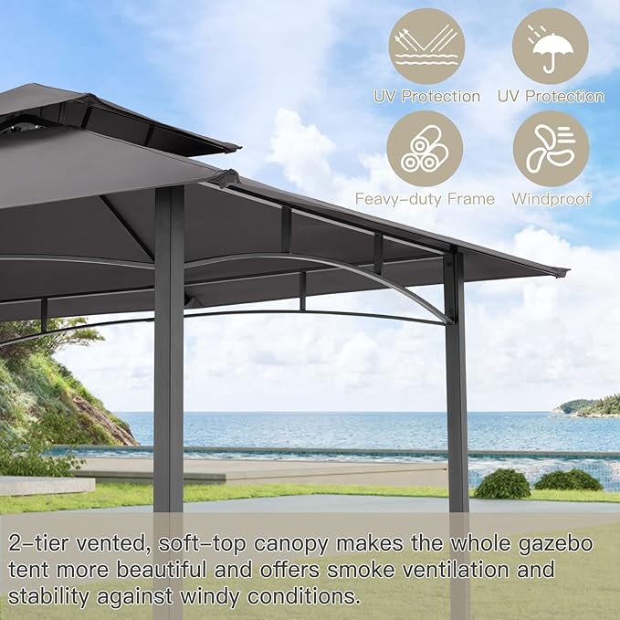 AECOJOY 8' x 5' Outdoor Grill Gazebo Canopy, BBQ Canopy - Image 2