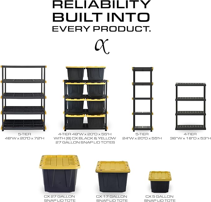CX 5-Tier Heavy Duty Plastic Storage Shelves that Support up to 150lbs/shelf - Image 4