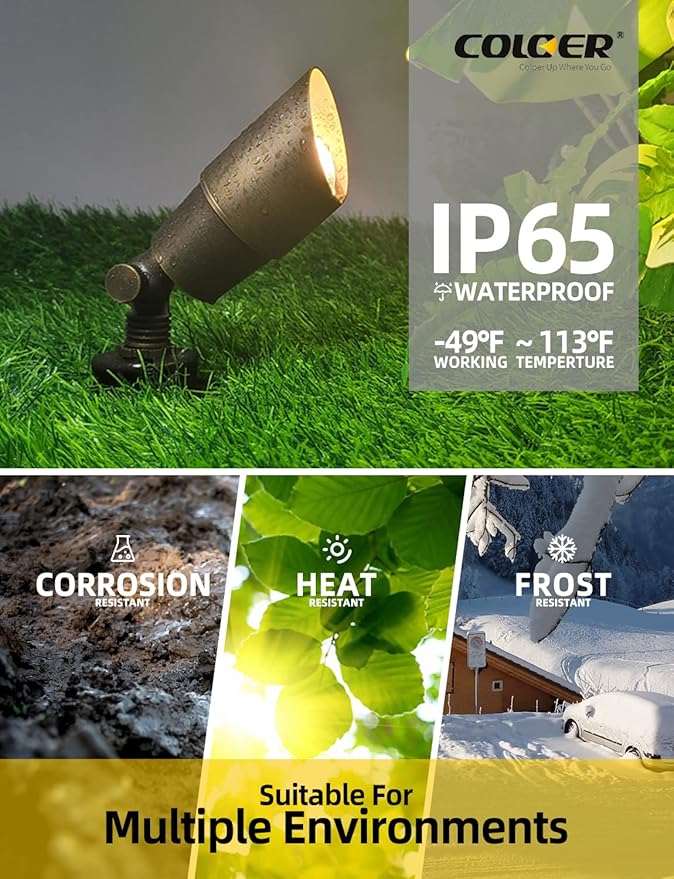COLOER Brass Landscape Spotlights, 6 Pack Spot Lights Outdoor - Image 5