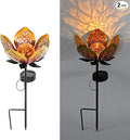 2Pack Solar Lights Outdoor Garden Decor, LED Lotus Flower Lamp, Metal Tulip by YMTengFei
