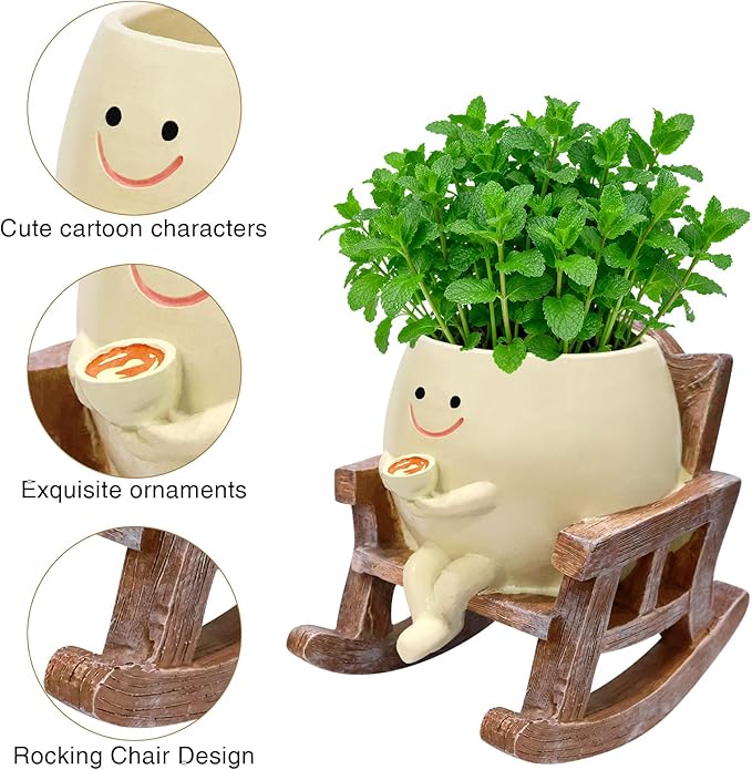 Smiley Face Planter Pot, Cute Plant Pots - Image 4