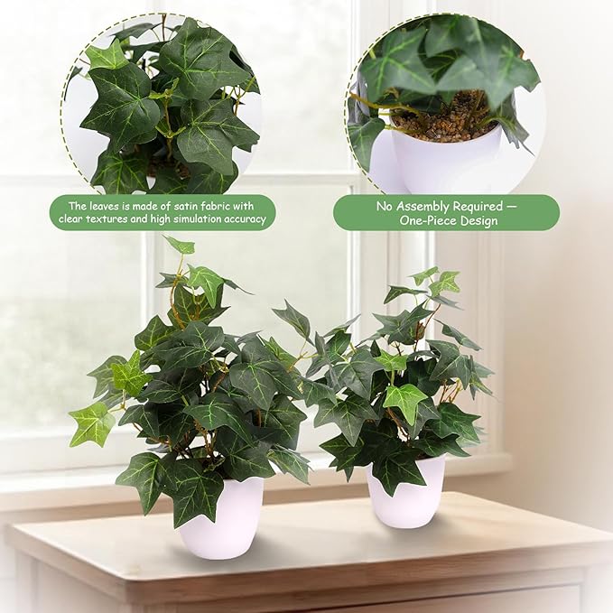 alyptus Fake English Ivy Plants in Pots Set of 2 – Realistic Artificial Ivy - Image 3