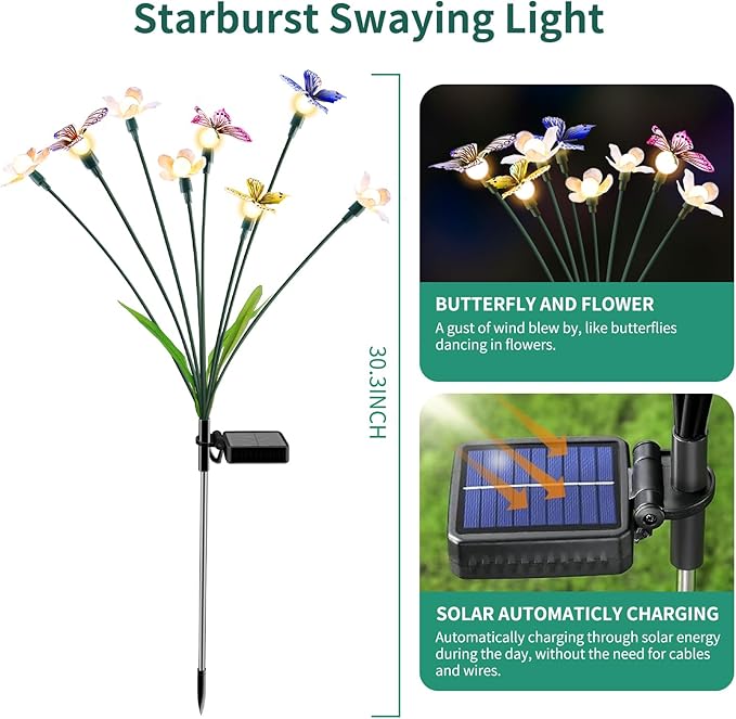 Solar Garden Lights, Outdoor Solar Powered Decor - Image 2