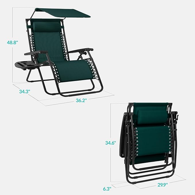 Best Choice Products 30” Wide Folding Zero Gravity Outdoor Recliner Patio - Image 2