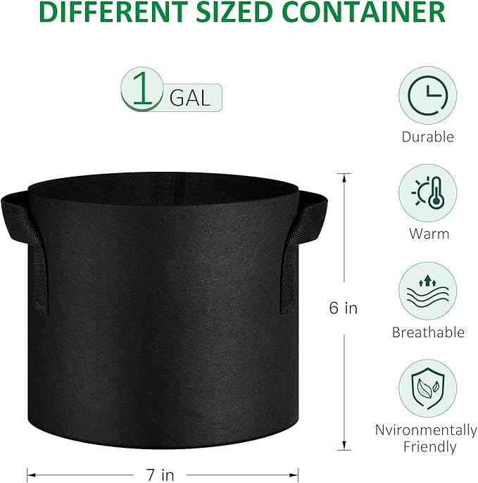 12-Pack 1 Gallon Thickened Non-Woven Grow Bags, Aeration Fabric Pots - Image 2