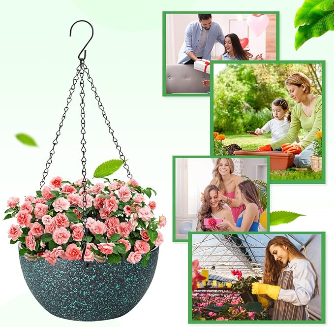 10 inch Hanging Planters for Indoor Plants, 2 Pack Planters for Outdoor Plants - Image 9