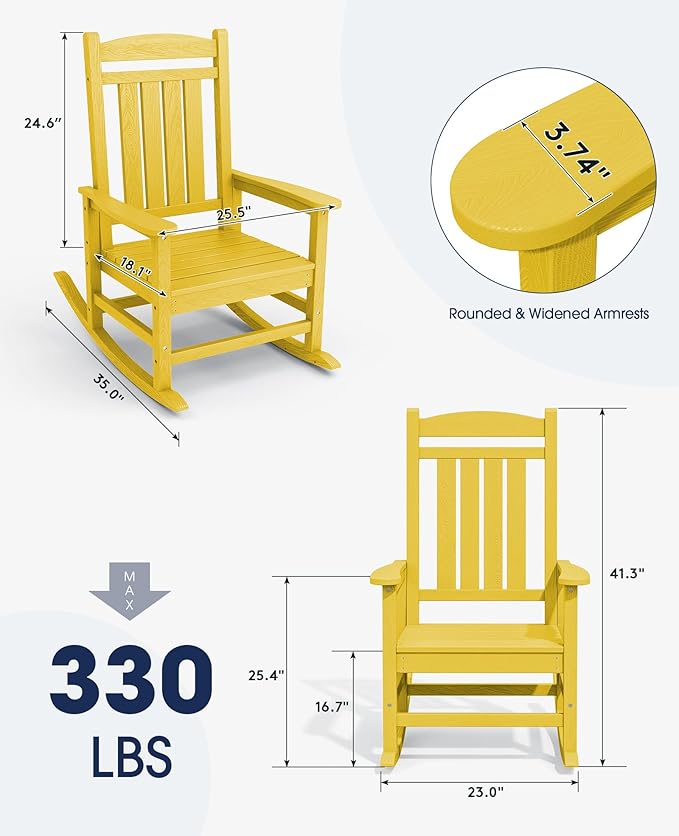 KINGYES HDPE Rocking Chairs Outdoor, Patio Rocking Chairs - Image 3