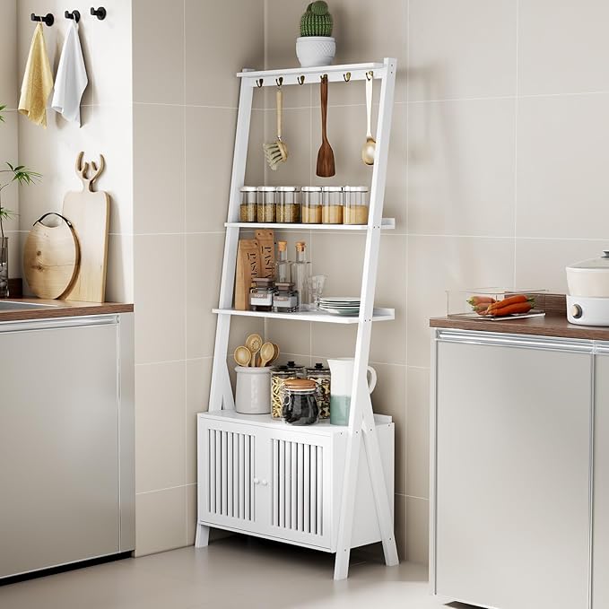4-Tier Ladder Shelf with Drawers 59.5"H x 24.8"L x 10.6"W, Ladder Bookshelf - Image 5