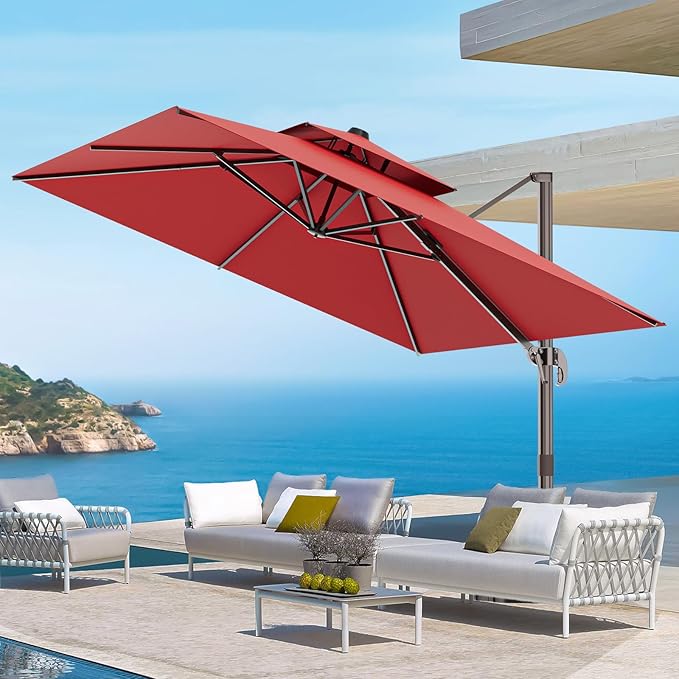 9' X 12' Cantilever Outdoor Patio Umbrellas Double Top Large Rectangle Umbrella by ORYNTREX