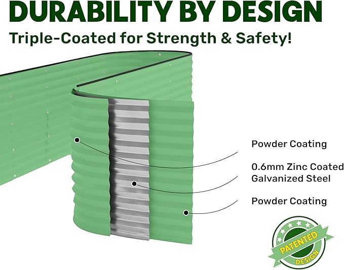 9-in-1 Galvanized Raised Garden Beds Outdoor // 8×2×2.5 ft Modular Planter - Image 4